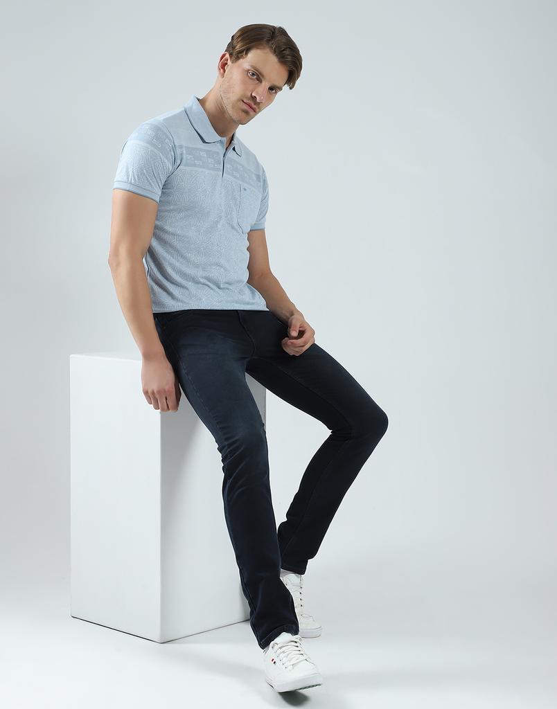 Monte Carlo Mens Self Design Collar Neck T-Shirt
