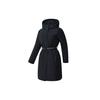 FILA Athletics Hooded Basic Waist Cinched Solid Color Warm Mid-Length Down Jacket Women outerwear Deep-Black A11W245909F-BK