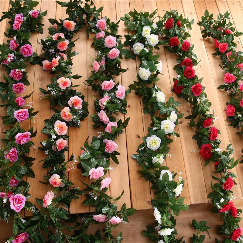 Artificial Rose Vine for Air Conditioning Pipe and Staircase Decoration