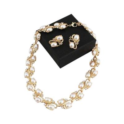 Pearl Stylish Design Fancy Earrings Necklace Jewellery Set for Women