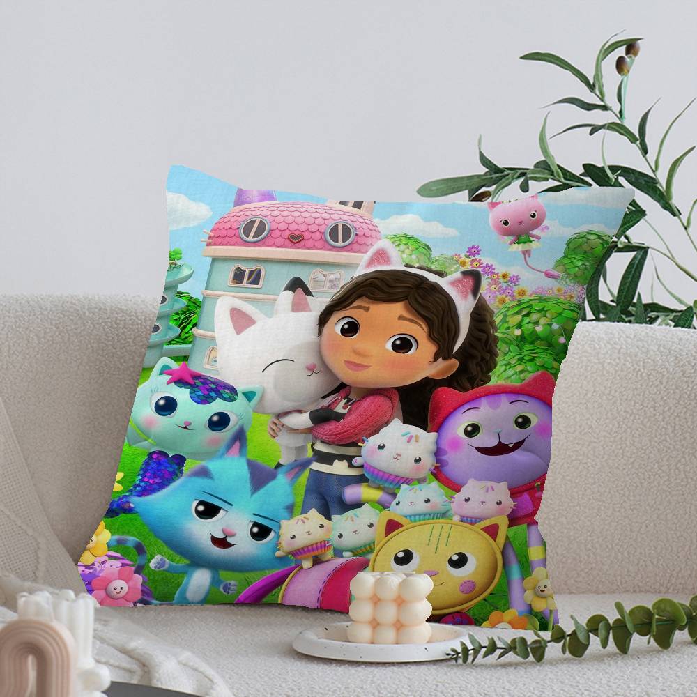 Funny Gabbys Dollhouse Cushion Cover Car Throw Pillow Case For Sofa Car Christmas Gift 40x40cm 45x45cm