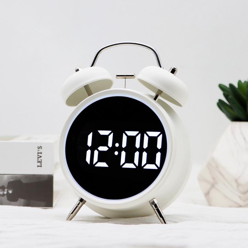 Super Loud Metal Bell Alarm Clock with Temperature & Date Display for Students Struggling To Wake Up, Silent Nighttime Watch.