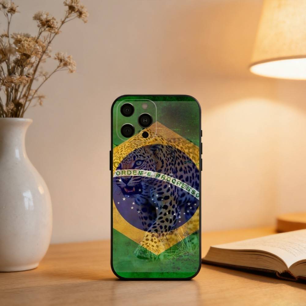 Brazil Brazilian Flag  Phone Case For iPhone 17,16,15,14,13,12,11 Plus,Pro Max,XS,Soft Silicone Black Cover