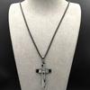 Christian Religion Simple Cross Pendant Necklace for Women Men Stainless Steel Black Color Amulet Chain Necklaces Jewelry Gift