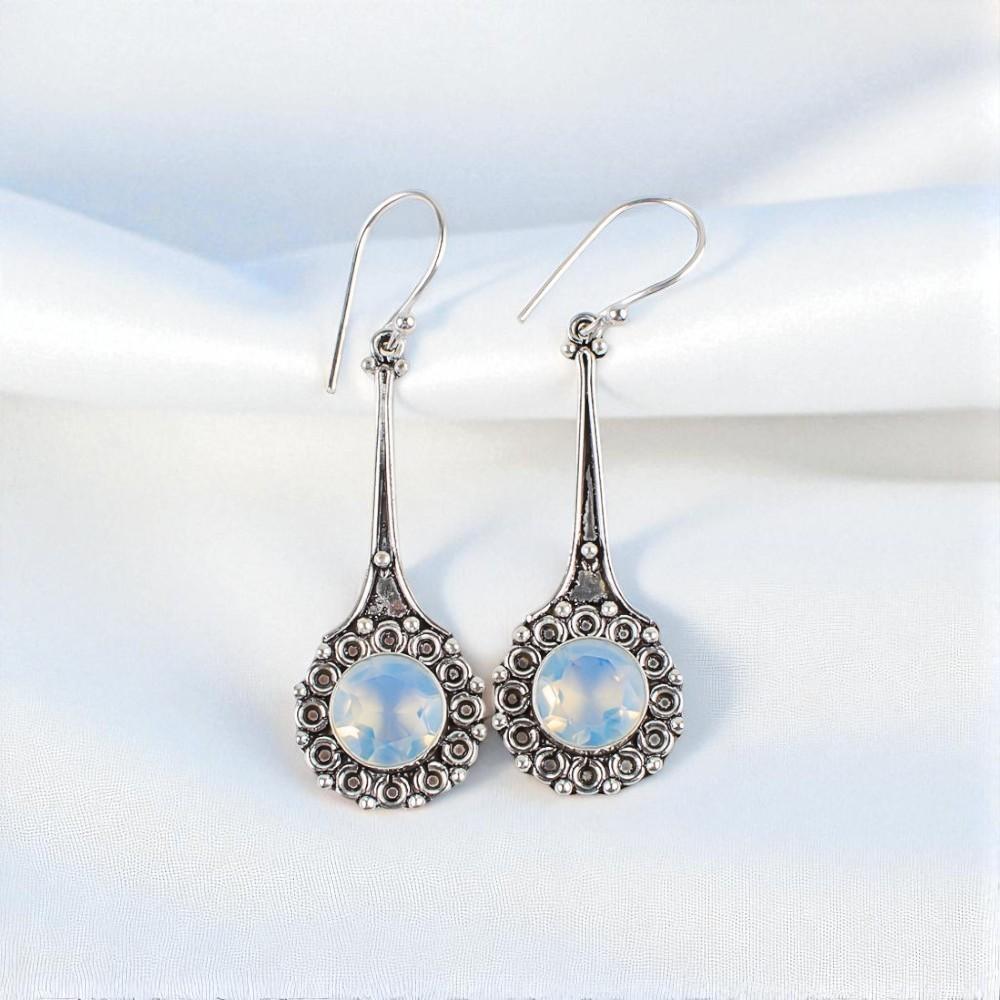 

Молочный опал драгоценный камень 925 стерлинговое серебро ювелирные изделия ручной работы женские серьги 2.52 EE-77-15