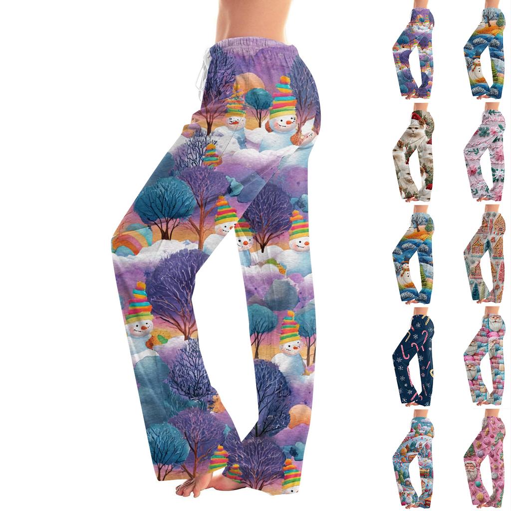 Women's Casual Fashion Christmas Printed Trousers Plush Casual Pants