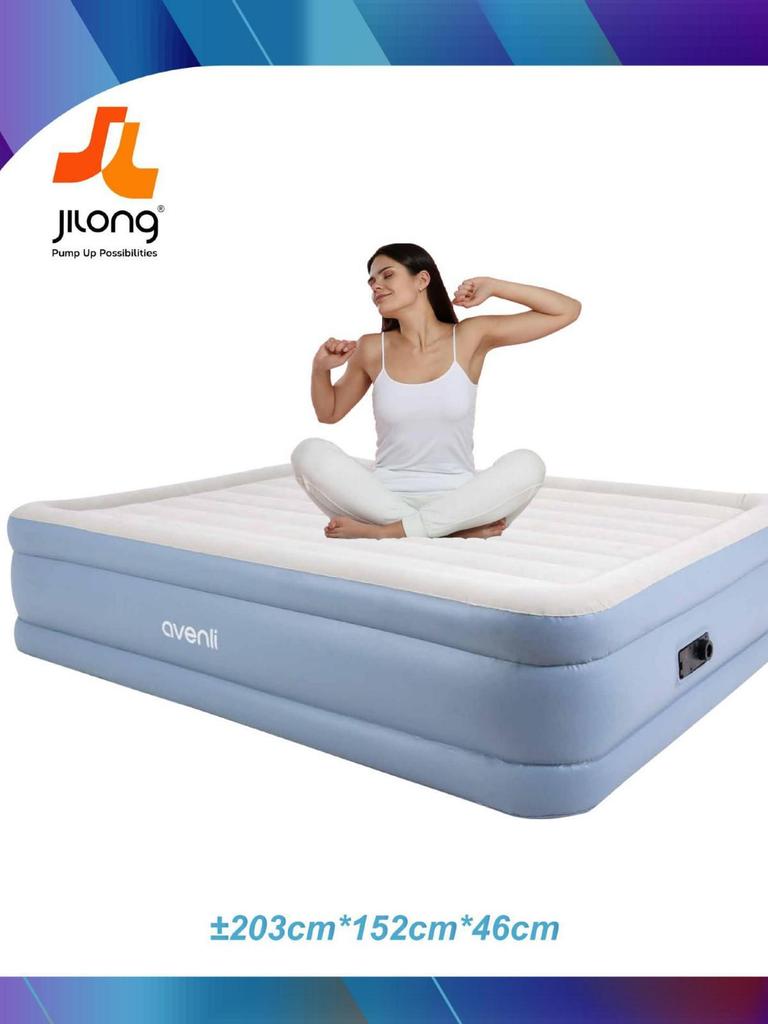 JILONG Double Inflatable Mattress with Built-in Pump and Widened Mesh Design