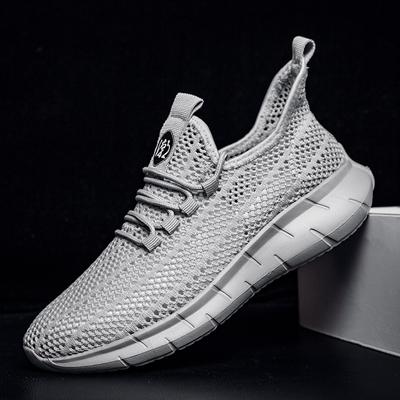 New Summer Men Breathable Mesh Lace Up Black Grey Beige Breathable Walking Shoes Casual Design Sneakers