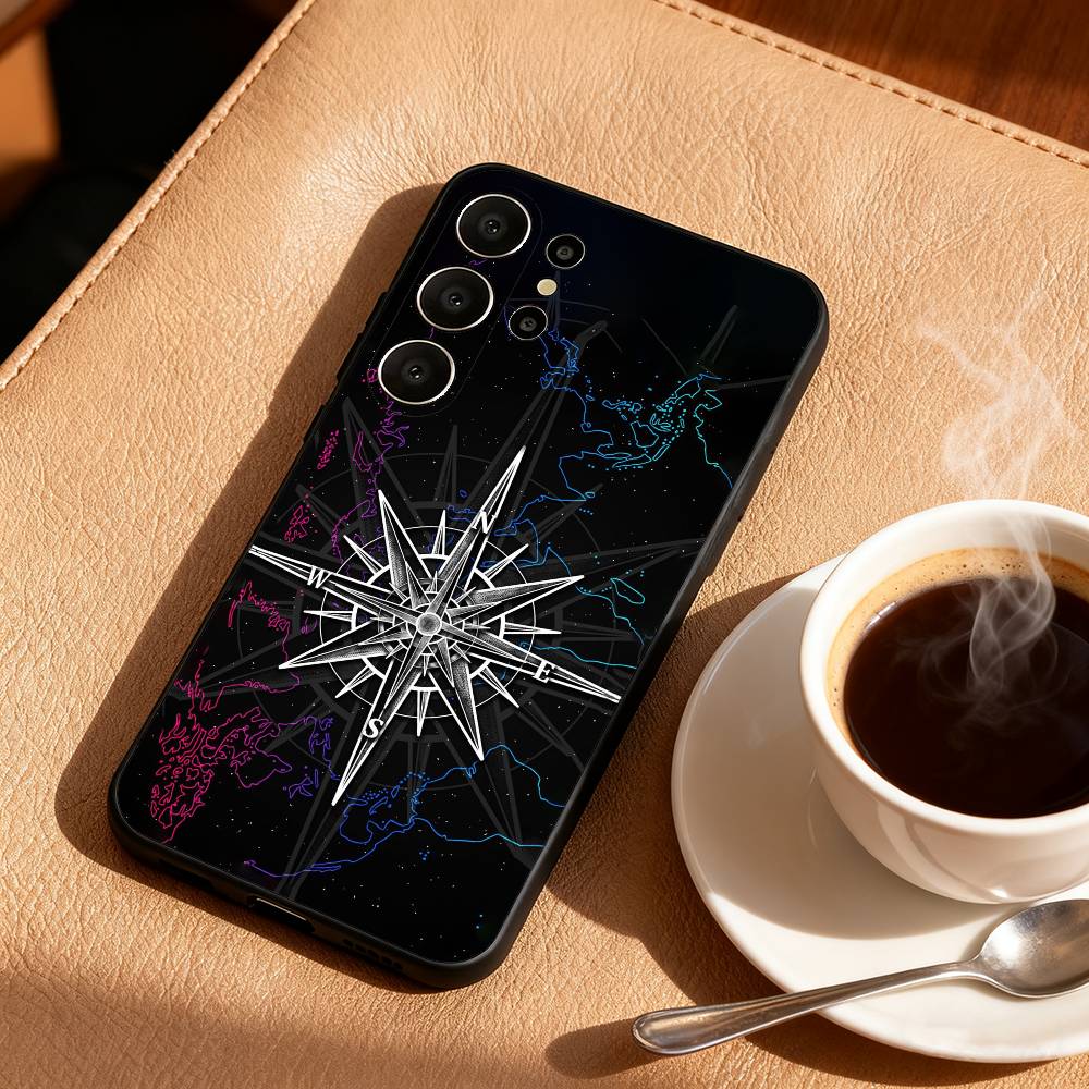 C-Compass S-Sailor Phone Case For Samsung S26,S25,24,23,22,30,21,10,9,Ultra,Plus,Lite,Black Soft Case