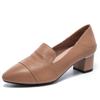 Cowhide Breathable Hole Shoes Women Mid Heeled Sandals Spring Elegant Stylish Shoes Wedding Banquet Trendy Shoes