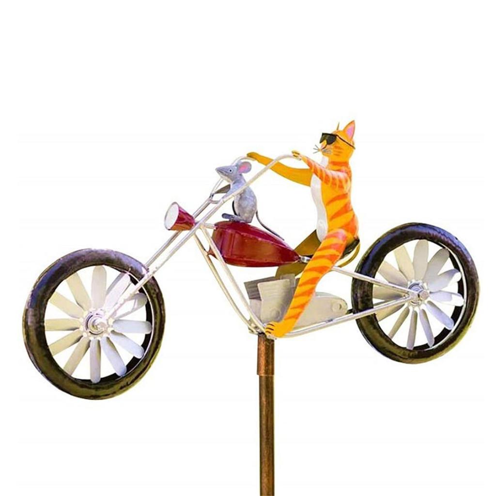 Vintage Bicycle Wind Spinner Metal Wind Spinner Animal Motorcycle Windmill Frog Riding Motorcycle For Yard And Garden Decoration