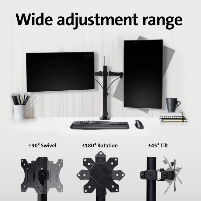 Support Écran - Kensington - Bras Extensible Pour 2 Écrans - Ajustement SmartFit - Ergonomique - Blanc