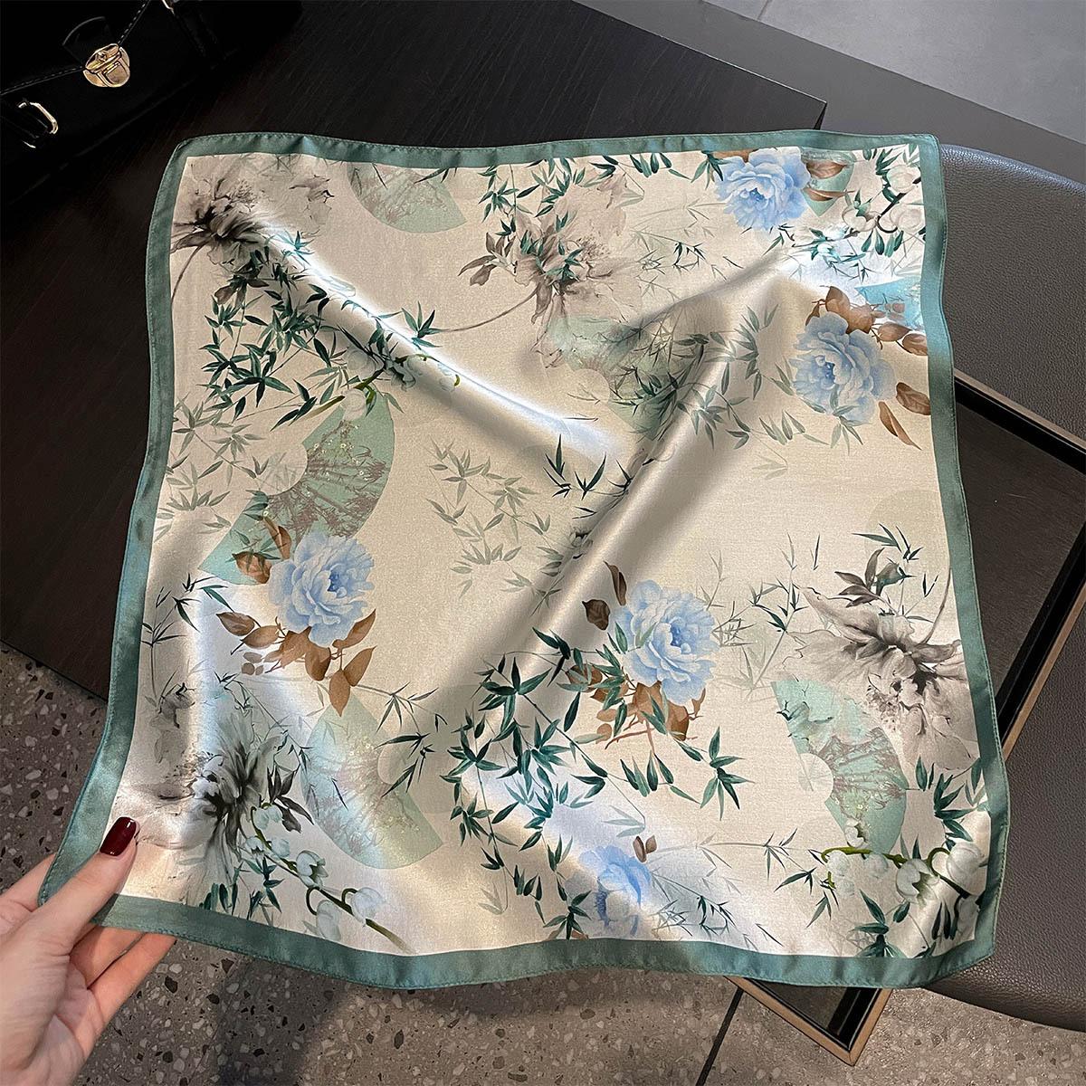 

Brand 100% Silk Scarf Women Neck Hair Foulard Square Hijab Print Scarves Wrap Kerchief Mulberry Headband Shawls Real Silk 53x53cm