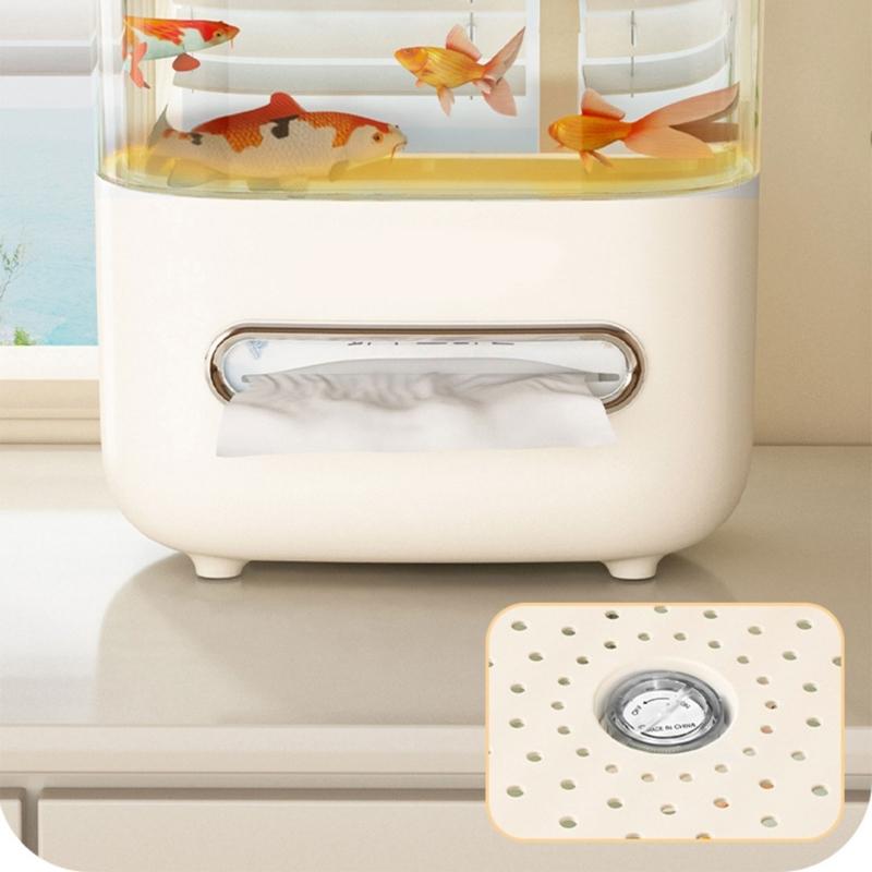 Dispensator de șervețele inovator în stil acvariu, cu capac detașabil pentru decorare cu plante sau pești, întreținere fără efort, accesoriu pentru decorarea casei și biroului