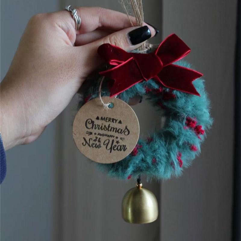 Vintage Green Christmas Tree Hanging Ornament - Cute Ins Aesthetic Bell Car Decor for Wall Auto for Cozy Living Spaces