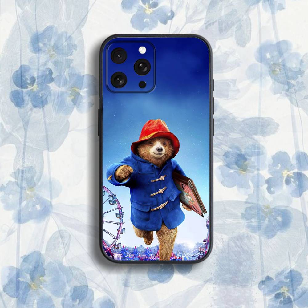 Cute P-Paddington B-Bear Phone Case For iPhone 17,16,15,14,13,12,Pro,Max,Plus,E,SE4,Air,Mini Black Soft Box