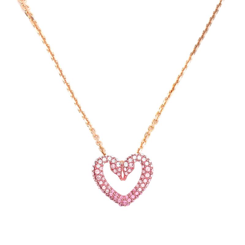 Swarovski China Exclusive Series Una Heart-Shaped Rose Gold Plated Pendant Small Size Women’s Pink 5640301 золотой
