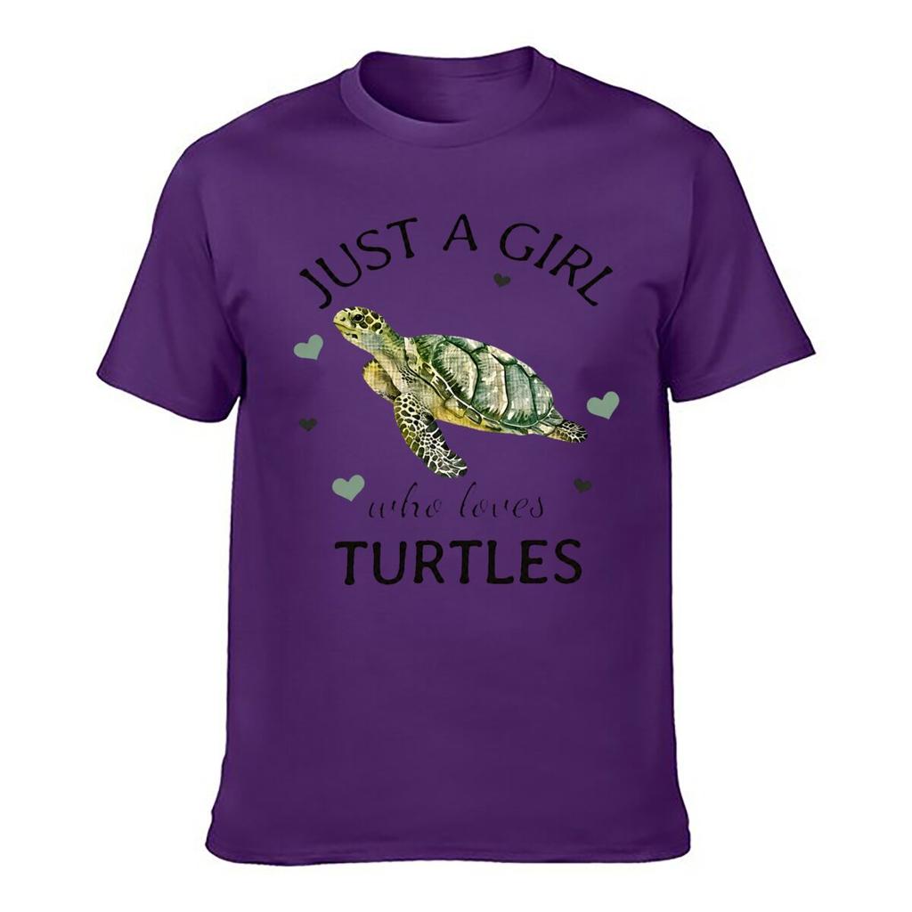 Just A Girl Who Loves Turtles Sea Turtle Hearts Unisex Summer Washed Tee Loose Distressed Top