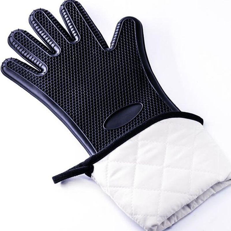 Household BBQ Oven Gloves Heat Resistant Gloves Silicone Baking Oven Mitts Barbecue Heat Lnsulation Microwave Gloves Mitts