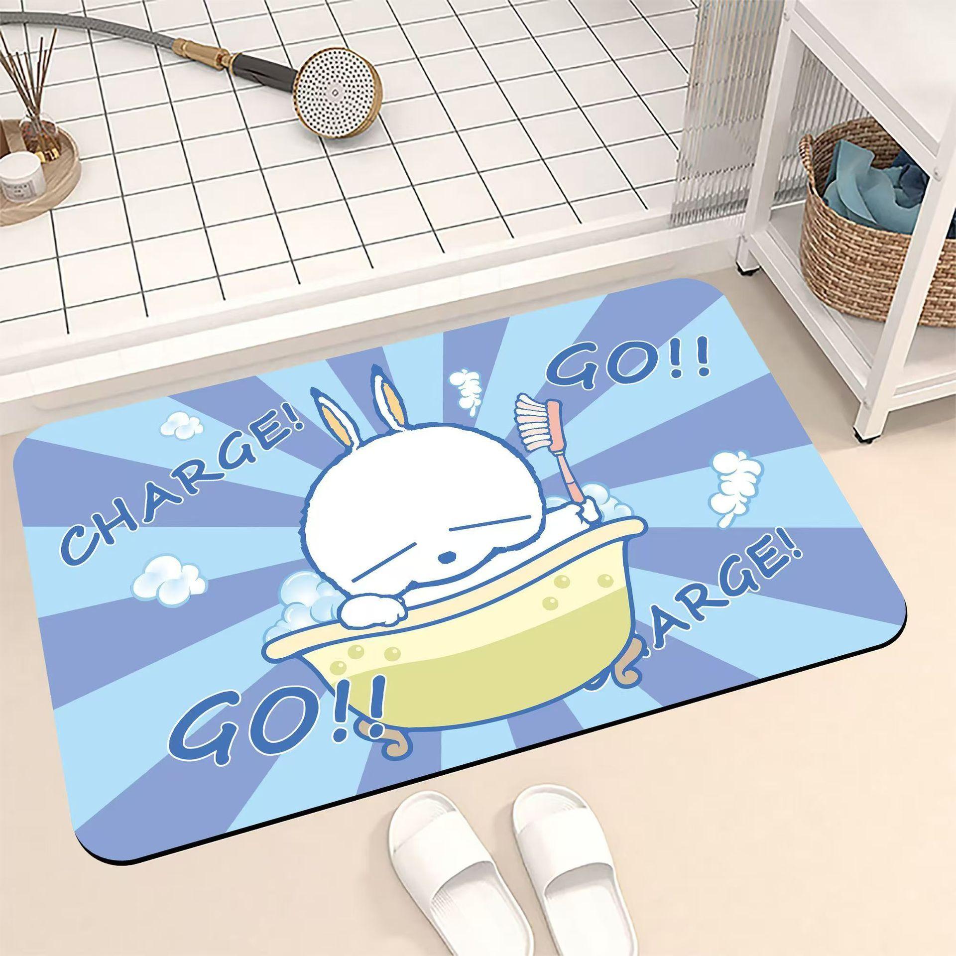 

Anime Rogue Rabbit Diatom Mud Floor Mat Bathroom Shower Room Anti Slip Foot Mat Bathroom Moisture-wicking Quick Drying Floor Mat 50x80cm