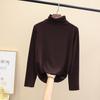 Ladies Winter Tops Women Slim Fit Long Sleeve Thick Tshirt Semi High Neck Underwear for Autumn