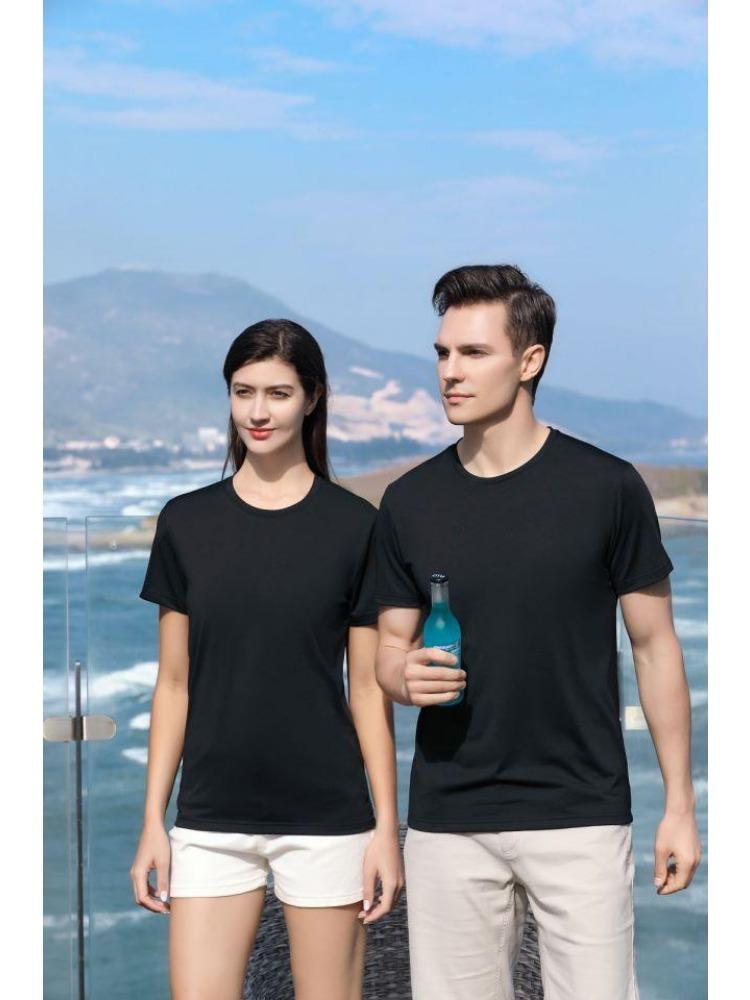 Minimalist Breathable Unisex Tee Solid Color Unisex T-shirt for Women and Men Summer Crew Neck Lightweight Tops YG-002