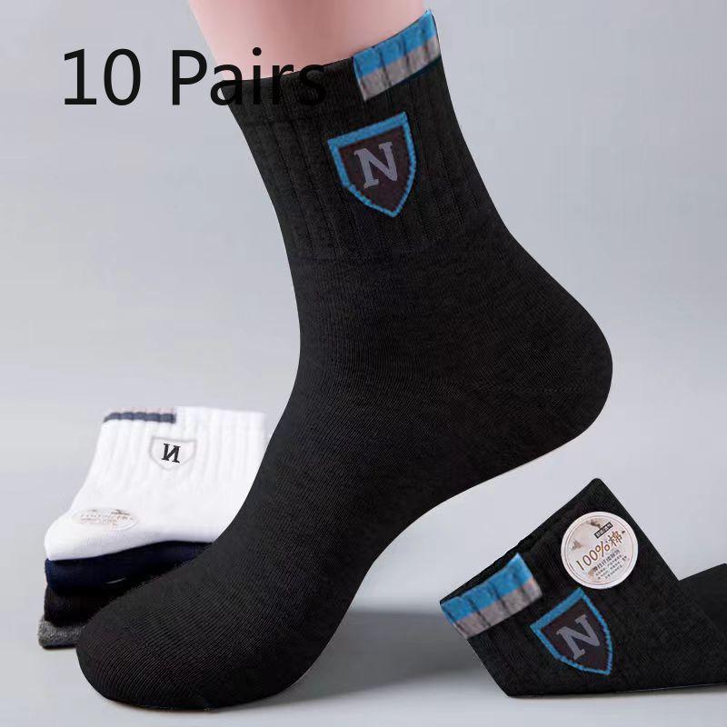 

10 пар мужских весенне-осенних деловых повседневных спортивных носков-труб с надписями 10 pairs