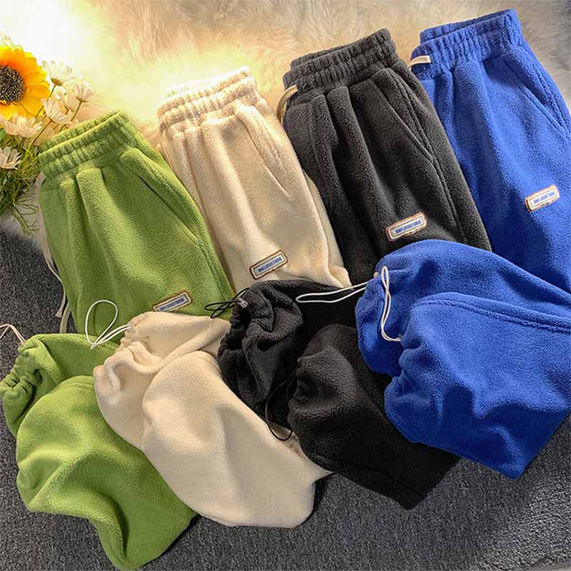2024 Women Winter Fleece Thick Pants Outer Wear Thermal High Waist Sweatpants Warm Loose Soft Velvet Female SweatPants