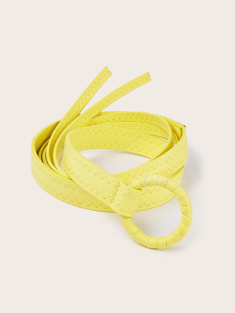 Solid Fashion Color Round Buckle Decoration Women Casual Belt For Daily Use