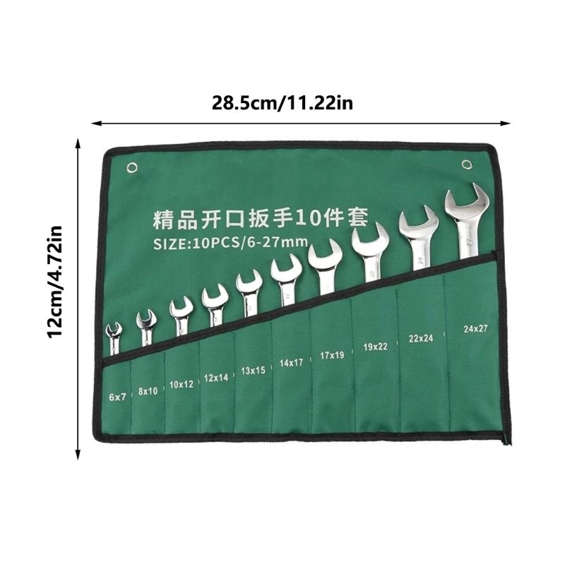 Comprehensive Manual Wrench Set Mirror Finish Double Head Open End Spanner Kit 6-24mm/6-27mm with Storage Rolling Bag