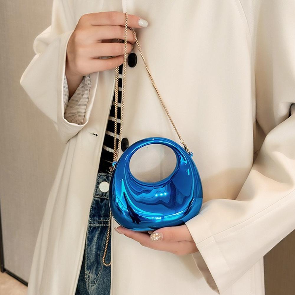 Women's Crossbody Bag PVC Metallic Luster Half Moon Party Banquet Women's Bag Luxury Handbag Bolso De Mujer