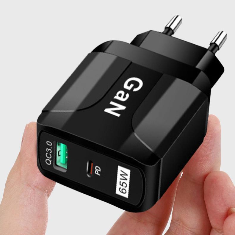 PD33WQC3.0 65W GaN Multi-Port Fast Charger - European Standard, 9V/12V Fast Charging Head