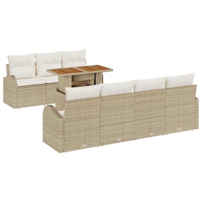 VidaXL Ensemble de Canapé de Jardin 8 pièces avec Coussins Beige 3358283