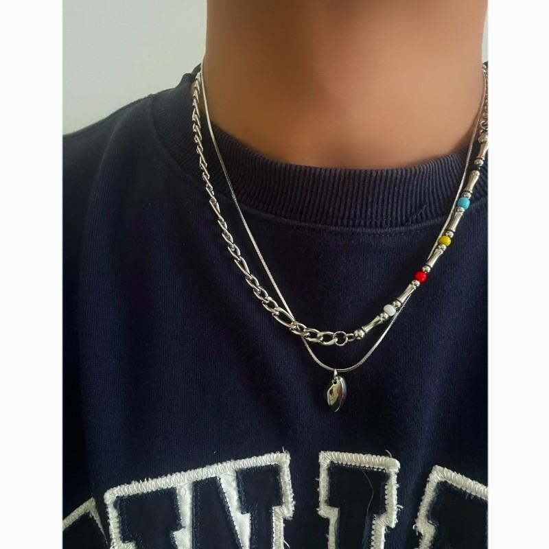 Geometric Pendant Necklace For Men Women Titanium Steel Double Layer Chain Jewelry
