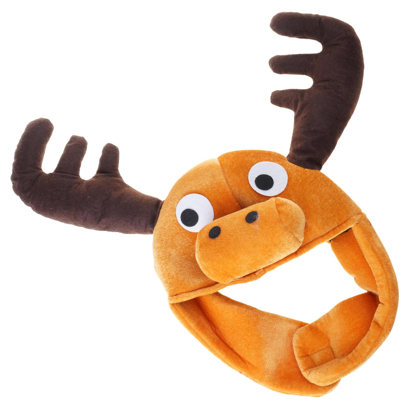 

Плюшевая мультяшная шапка в виде животного, головной убор в виде лося, шапка для взрослых и детей, зимний аксессуар и реквизит для карнавальной вечеринки кофейный