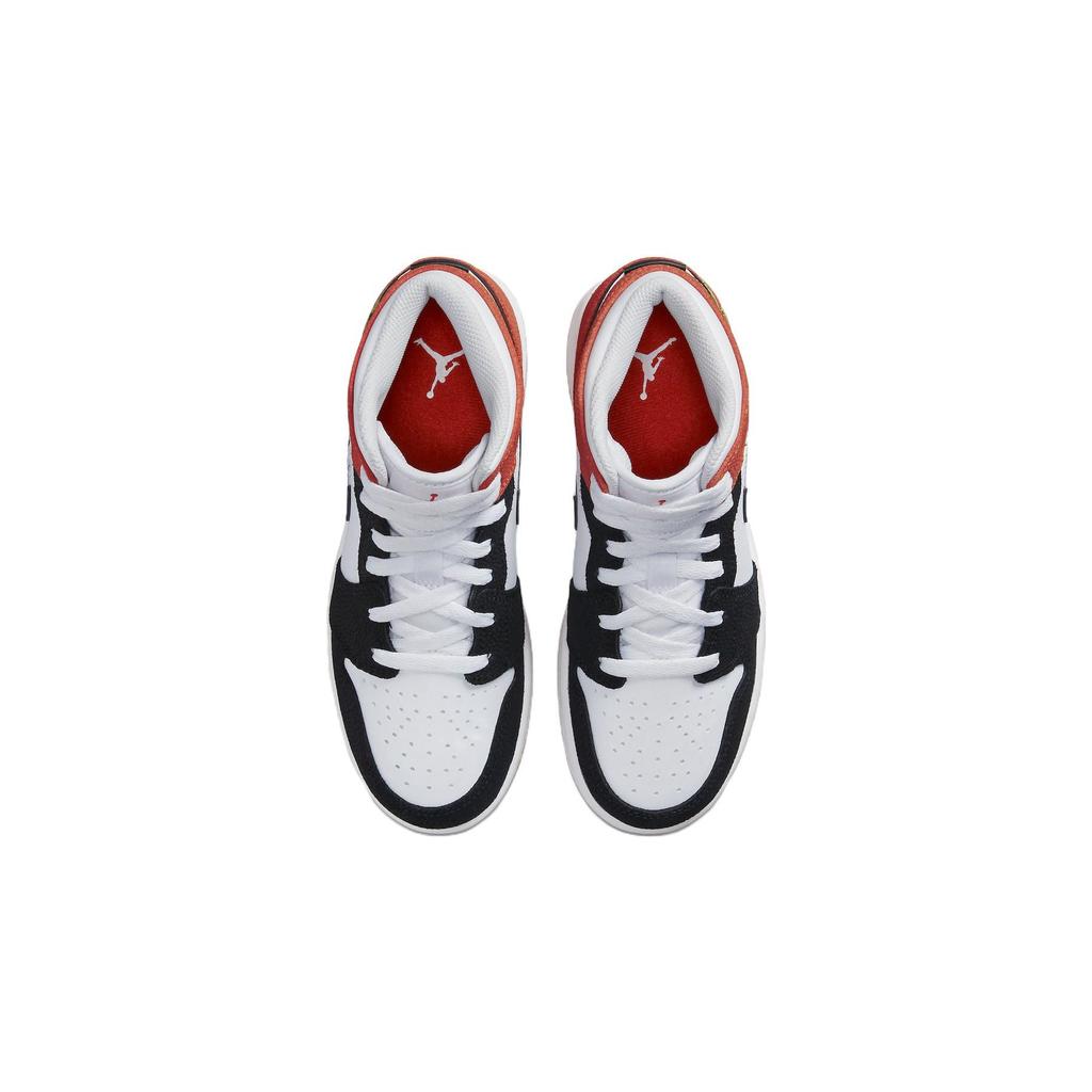 Air Jordan 1 Mid GS Floral Kids Sneakers Orange White Black DQ8390-100