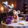 Schattige muisjes van vilt voor Valentijnsdag, kerstversiering van wolvilt, handgemaakt doe-het-zelf knutselpakket, cadeau voor op je bureau.