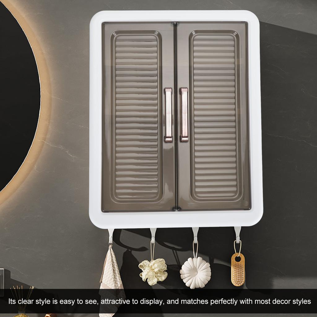 Bathroom Cabinet Wall Mounted Multifunctional Makeup Perfume Cosmetic Organizer Display Cabinet Skincare Storage Rack with Hooks