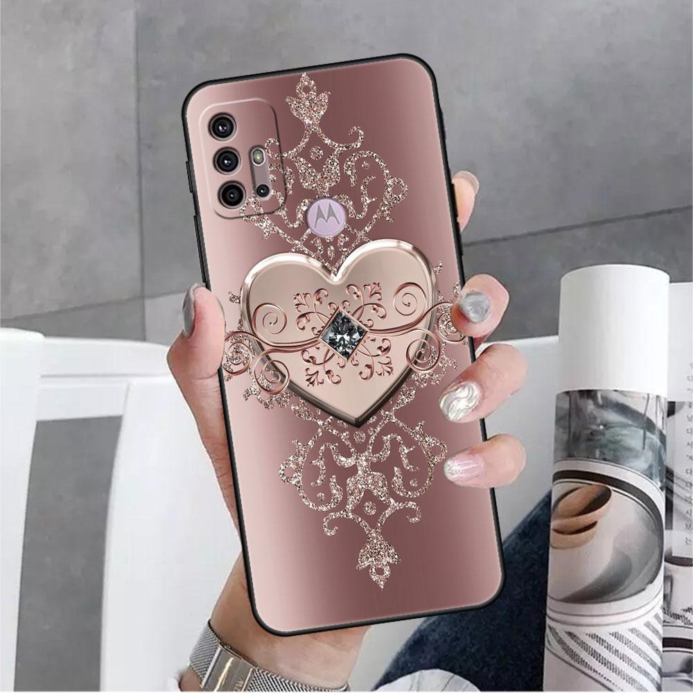 

Чохол для Motorola G30 G60 G22 G9 Play G82 G52 G8 G9 G50 One Fusion Edge 20 Black Soft Phone Capas Love Bow Moto G60
