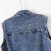 Trendy European-Style Embroidered Denim Vest for Women - Versatile Sleeveless Jacket, Short Style for Spring and Autumn 2025