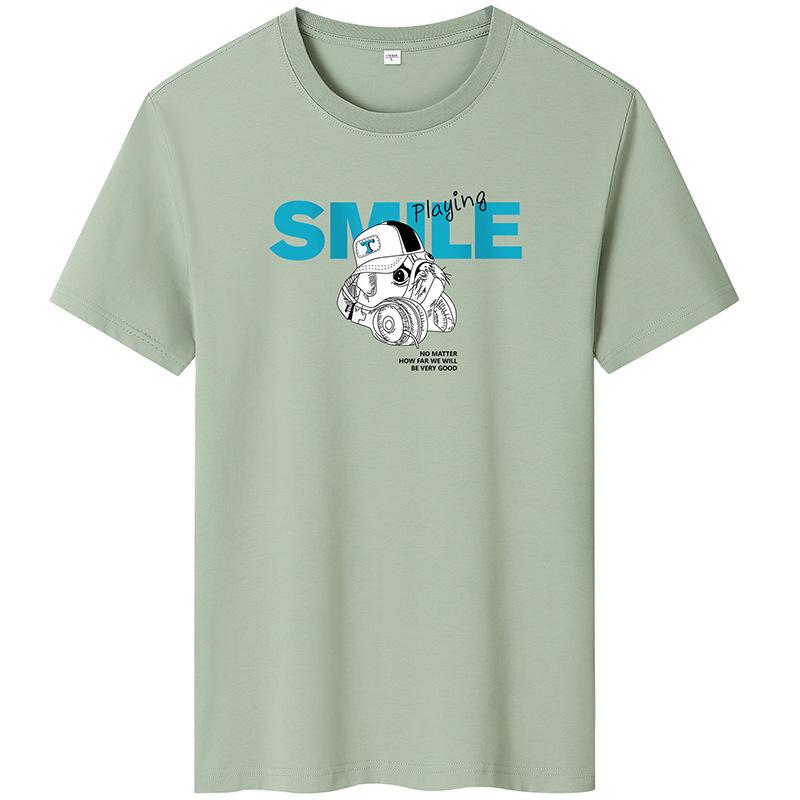 Smile Printed Man Fashion 7 Colors Tee Short-sleeved Pure Cotton T-shirt