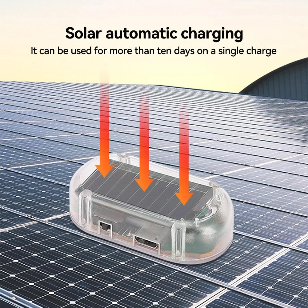 Solar Powered High-Brightness Car Security Light Simulated Dummy Alarm Warning Anti-Theft Caution Lamp LED Flashing Lights