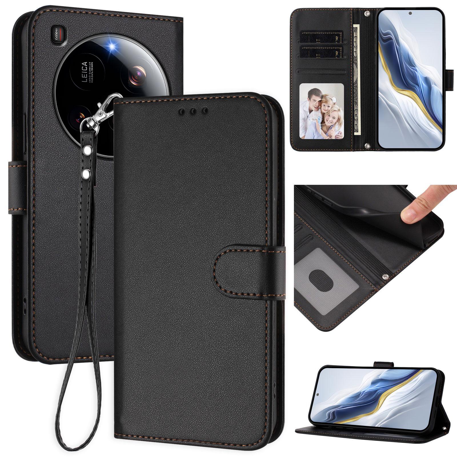 

For Xiaomi 15 Ultra Leather Case Wallet Stand Phone Cover with Wrist Strap Light Purple