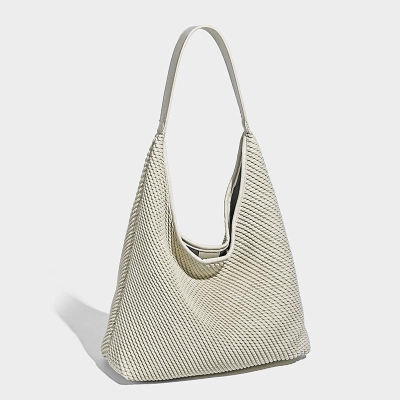 

Vintage Large Capacity Fashion Bag for Women 2025 New Single Shoulder Underarm Bag High-end Woven Pattern Tote Bag for Women бежевый