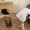 Pointed Thin Heel Short Boots Women's 2025 Autumn New French Temperament Elastic High Heel Socks Boots Thin Heel Splicing Thin Boots