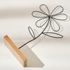 Scandinavian Style Wall Decor Nordic Wrought Iron Decoration, 3D Hollow Flower Ornament with Wood Base, Modern Farmhouse Handcrafted Figure for Living