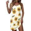 Robe sans manches à imprimé floral pour femme, décontractée, col rond, mini-robe d'été, tissu léger et doux, robe d'été