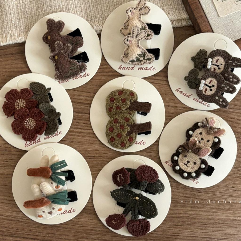 2 Stück Cartoon Haarspangen für Babymädchen Häkel-Haarnadeln Kinder Seitenclip Neugeborenen Haarschmuck Kinder Niedliche Kaninchen Haarspangen