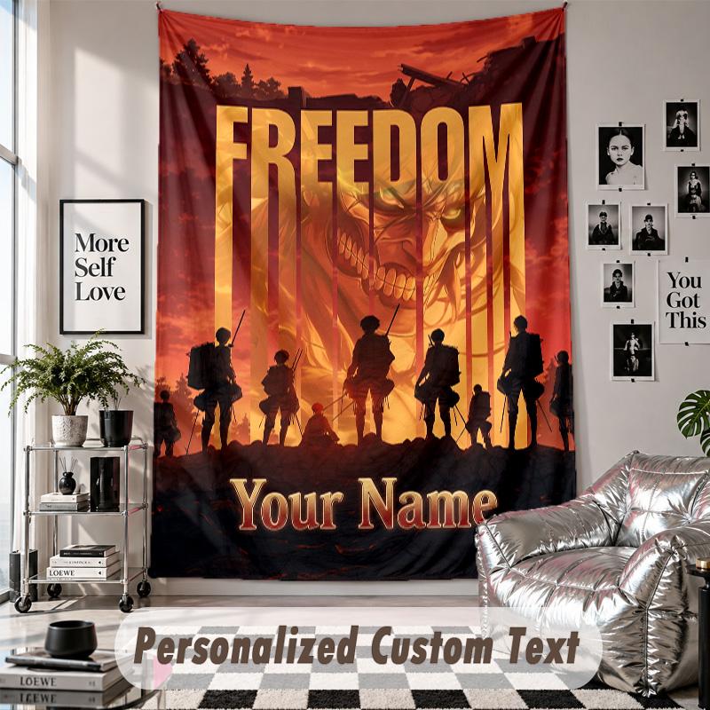 Wandbehang-Gobelin mit individuellem Namen & Text, Attack on Titan Dekorativer Gobelin für das Schlafzimmer