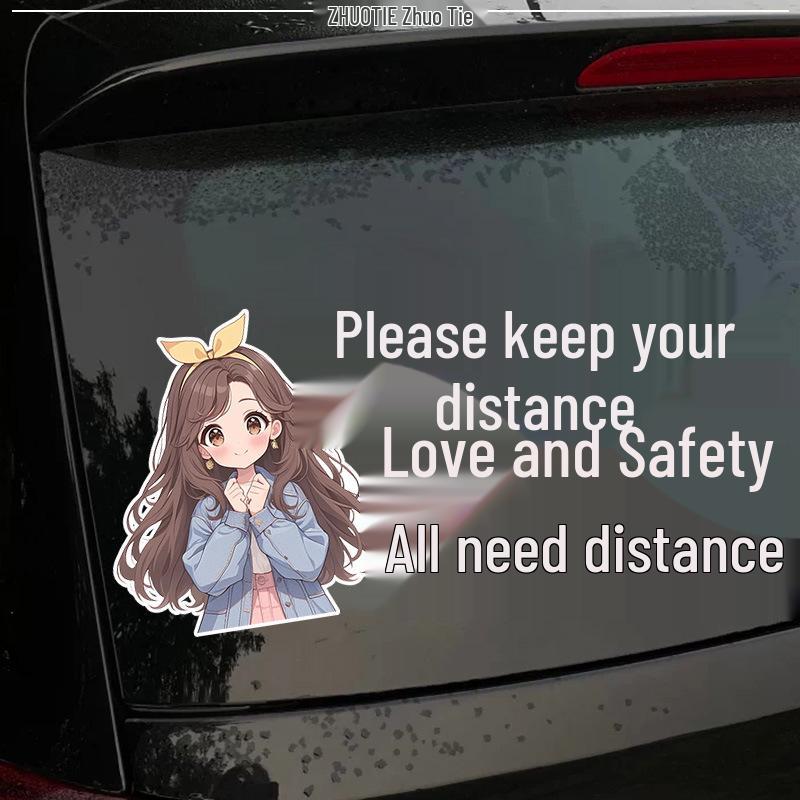 Keep Safe Distance: Love and Safety Need Space - Fun Sticker for Female Drivers